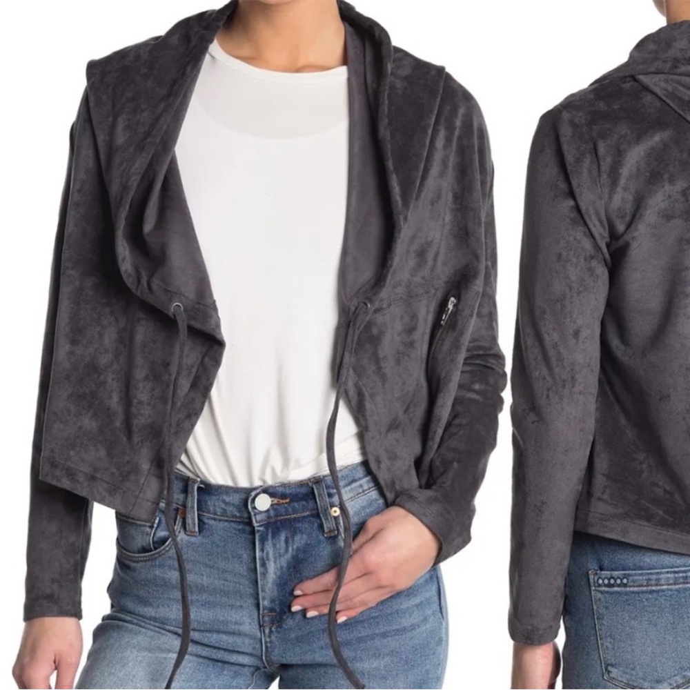 Blank NYC Gray Faux Suede Hooded Jacket